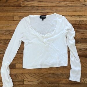 White long sleeve cropped topshop shirt
